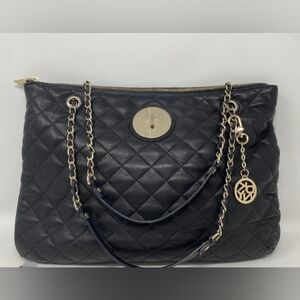 DKNY Black Quilted Versatile Shoulder/Crossbody Bag with Gold Accents EUC